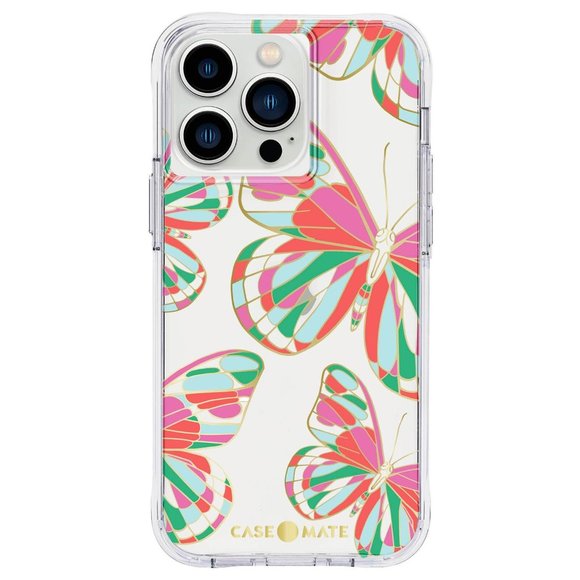 CASE-MATE Pink Metallic Gold Butterflies iPhone 12 13 PRO Hard Case